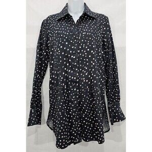 Couleur by Finley Kaylynn Button Tunic Shirt Women's M Black Polka Dot Long USA